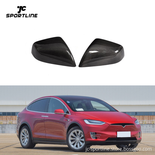 Dry Carbon Fiber Car Rearview Mirror Caps for Tesla Model X 2016-2019